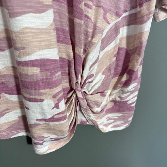 Belle Kim Gravel Pink Camo Relaxed 3/4 Length Sleeve Top - 2X - Womens Plus Size - Picture 3 of 6